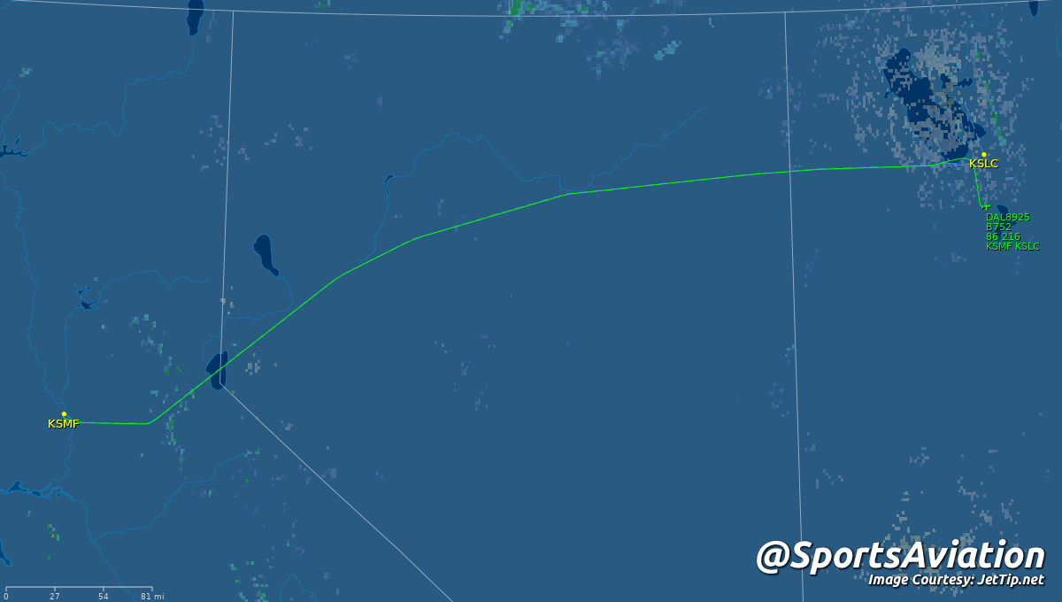SportsAviation's tweet photo. 🏀 Detroit #Pistons (@DetroitPistons) #DetroitUp
🆚 W @ Sacramento Kings #SacramentoProud #DETvsSAC
⏭️ Utah Jazz #TakeNote #DETvsUTA
✈️ N661DN | DAL8925 | B752
🛫 SMF - 1:56 pm PT
🛬 SLC - 4:15 pm MT
📡 Tracking: https://t.co/qQM2CZYPxM https://t.co/McGTgLh0ij