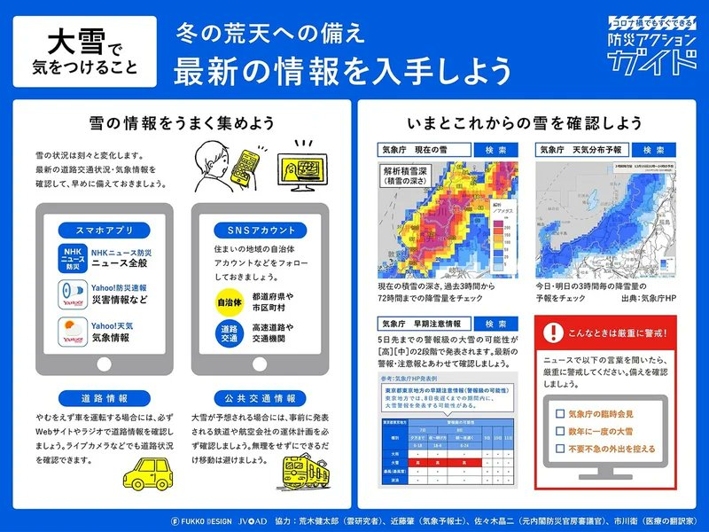 kawabou's tweet photo. 京都の亀岡に大雪警報がでたそうです。
大雪の際の注意点、まとまってます。
必要な人々に届きますように。
#fukkodesign https://t.co/nDV6Ha91OP