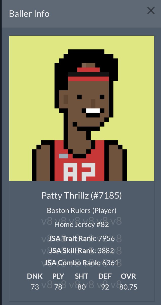 My Baller has a name. Inspired by <a href="/BasketballAus/">Basketball Australia</a> <a href="/spurs/">San Antonio Spurs</a> Legend and now <a href="/BrooklynNets/">Brooklyn Nets</a> star <a href="/Patty_Mills/">Patrick Mills AM</a>. Patty Thrillz <a href="/BALLERZ_NFT/">BALLERZ</a> <a href="/dapperlabs/">Dapper Labs</a> #NFT #BallerzNation