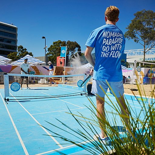 TennisAustralia's tweet photo. Sun, sand, good vibes 😎

Beach Tennis at the AO Beach House is the place to be this weekend 🌴

#AO2022 • #AusOpen https://t.co/Bg7emWoHYN