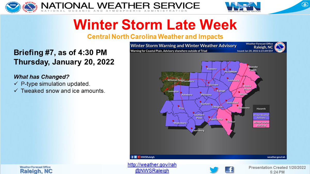NWSRaleigh's tweet photo. There is high confidence in the forecast through Friday morning, but low confidence for Friday and Friday night, especially in regard to precipitation totals. Check out our latest thoughts and updated snow/ice totals below. 👇 #NCwx

Full briefing: https://t.co/m90FehKjsm https://t.co/bKeu1qYSnw