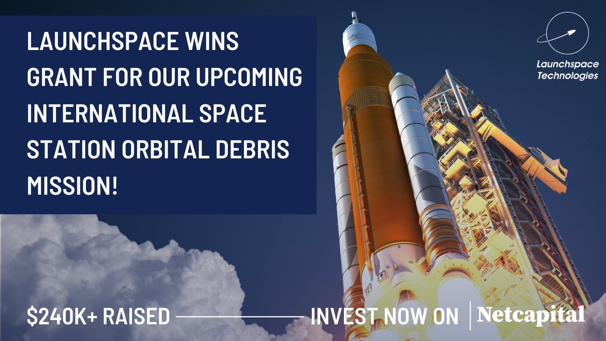 LaunchspaceTech's tweet photo. LAUNCHSPACE WINS GRANT FOR OUR UPCOMING INTERNATIONAL SPACE STATION ORBITAL DEBRIS MISSION!

$240K+ RAISED! 🎊

Learn more below. 👇

https://t.co/6eKBtda0WU

#equitycrowdfunding #funding #regcf #netcapital #launchspace #space #universe https://t.co/i1LXrVWSJl