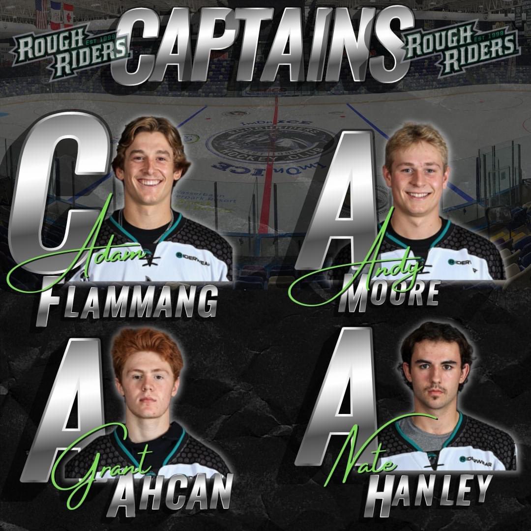 Cedar Rapids RoughRiders (@ridertownusa) on Twitter photo Joining the RoughRiders captains, <a href="/FlammangAdam/">Adam Flammang</a> and <a href="/AndyMoore714/">Andy Moore</a>, announced today are <a href="/LilGuzi03/">Grant Ahcan</a> (Grant Ahcan)and Nate Hanley! Congratulations!
#letsride #ridertownusa #ushl Joining the RoughRiders captains, <a href="/FlammangAdam/">Adam Flammang</a> and <a href="/AndyMoore714/">Andy Moore</a>, announced today are <a href="/LilGuzi03/">Grant Ahcan</a> (Grant Ahcan)and Nate Hanley! Congratulations!
#letsride #ridertownusa #ushl