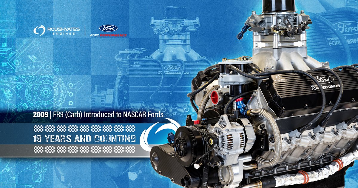 roushyates's tweet photo. The fast @FordPerformance / @roushyates Engines FR9 engine platform in its first iteration as a carbureted motor was introduced midway through the 2009 @NASCAR Cup Series season.
#RoushYates19Years | #RoushYatesEngines | #FR9 | @FordPerformance | #NASCAR https://t.co/zkhekfwrsQ