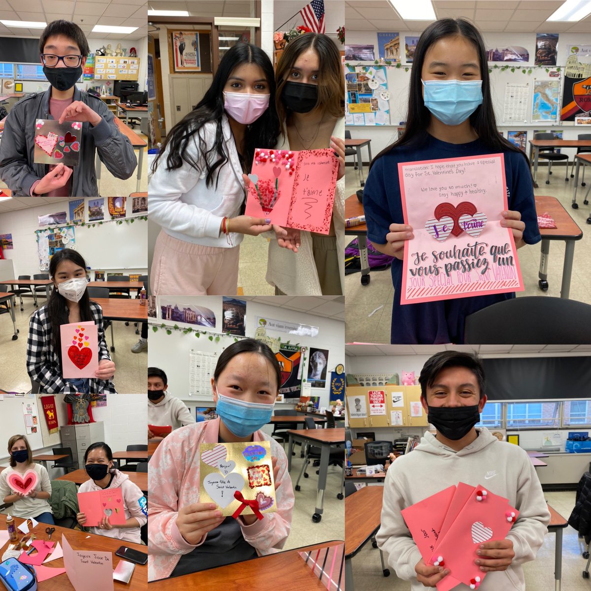 #LvilleFrench Club made some beautiful French Valentine greetings for local seniors #BonneFete  #d128daring #global