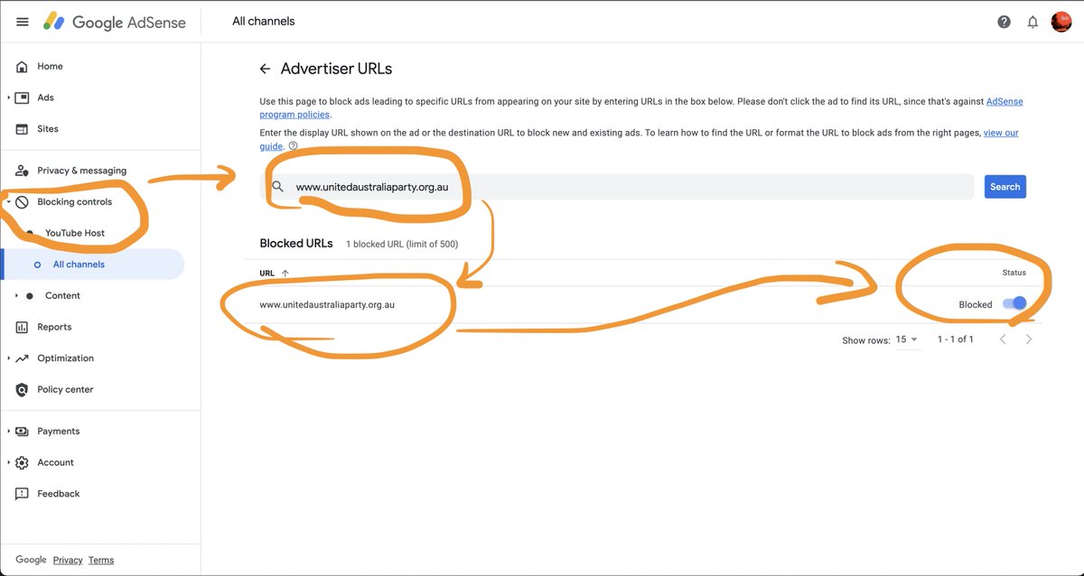 thejuicemedia's tweet image. Just blocked Clive Palmer from putting his shitty ads on our YouTube videos. One less billboard for the prick. If fellow 🇦🇺 YouTubers want to do the same, you can do it in AdSense - see below. Please ask your fav YouTubers to do the same (send them this tweet / image)