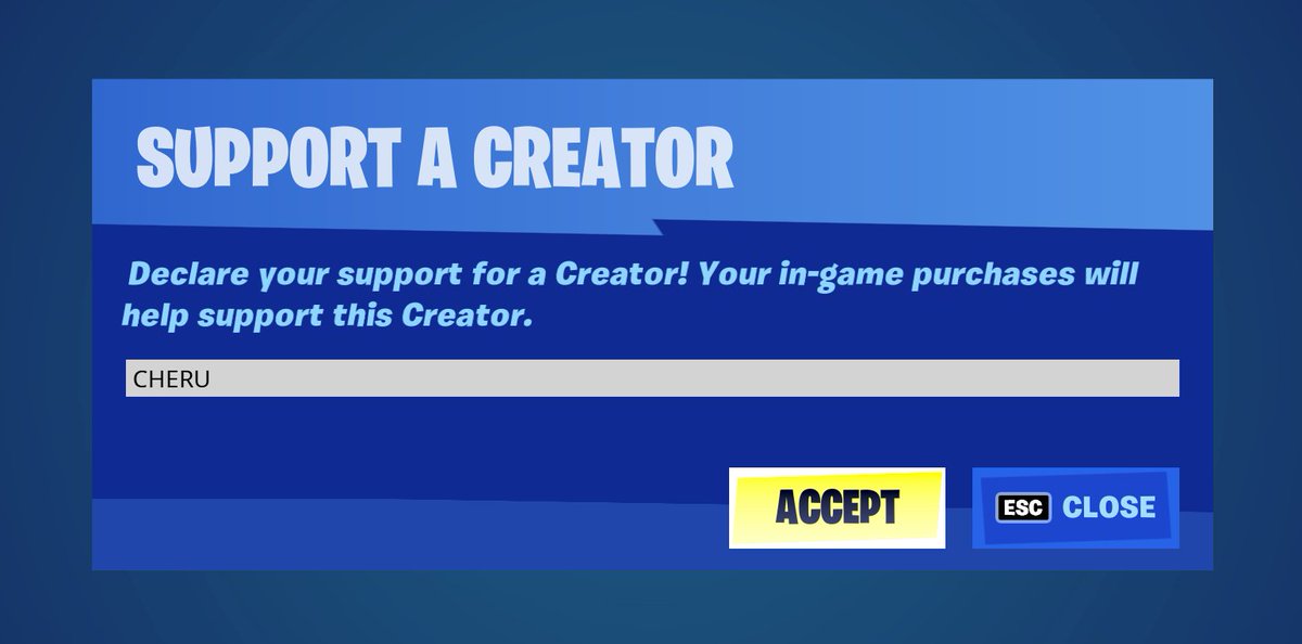 I'm now a creator with <a href="/FortniteGame/">FortniteGame</a>. If you buy anything from the Item Shop in Fortnite, please consider supporting me! :D

My creator code is CHERU