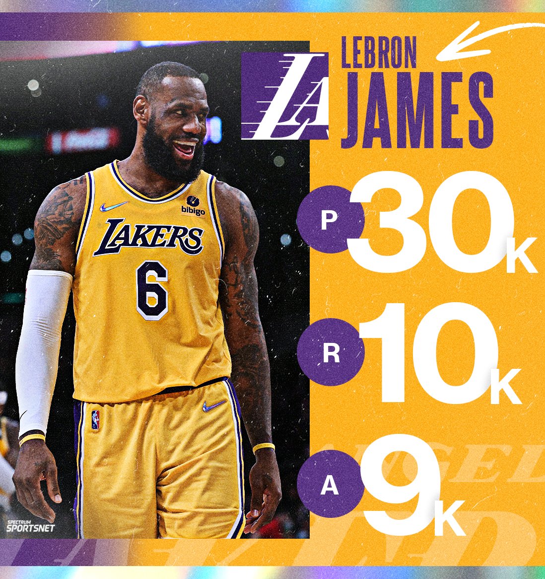 SpectrumSN's tweet photo. First player in NBA history to do it! 👑
▪️ 30,000+ Pts
▪️ 10,000+ Reb
▪️ 9,000+ Ast

#LeBronJames x #NBAAllStar https://t.co/FBVeHQIGpw