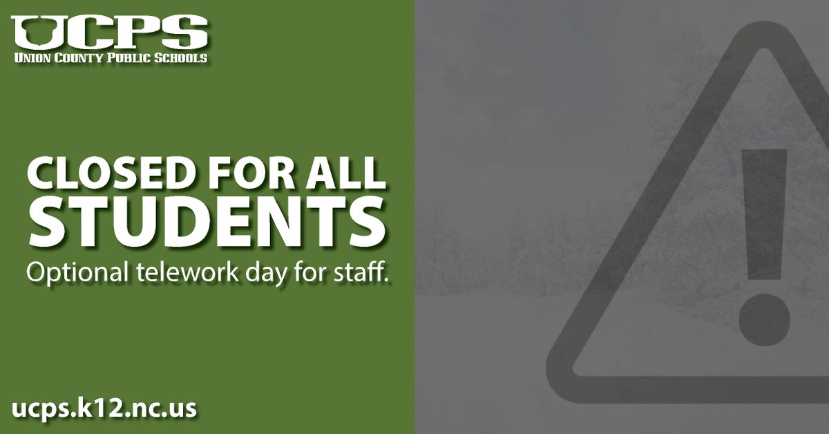 UCPSNC's tweet photo. Alert: As a safety precaution, on Friday, Jan. 21, schools will be closed for students (no virtual instruction). In addition, all school activities are canceled on Friday–this includes athletics, the after school program, practices, etc. @AGHoulihan https://t.co/CmjjJNSNKw