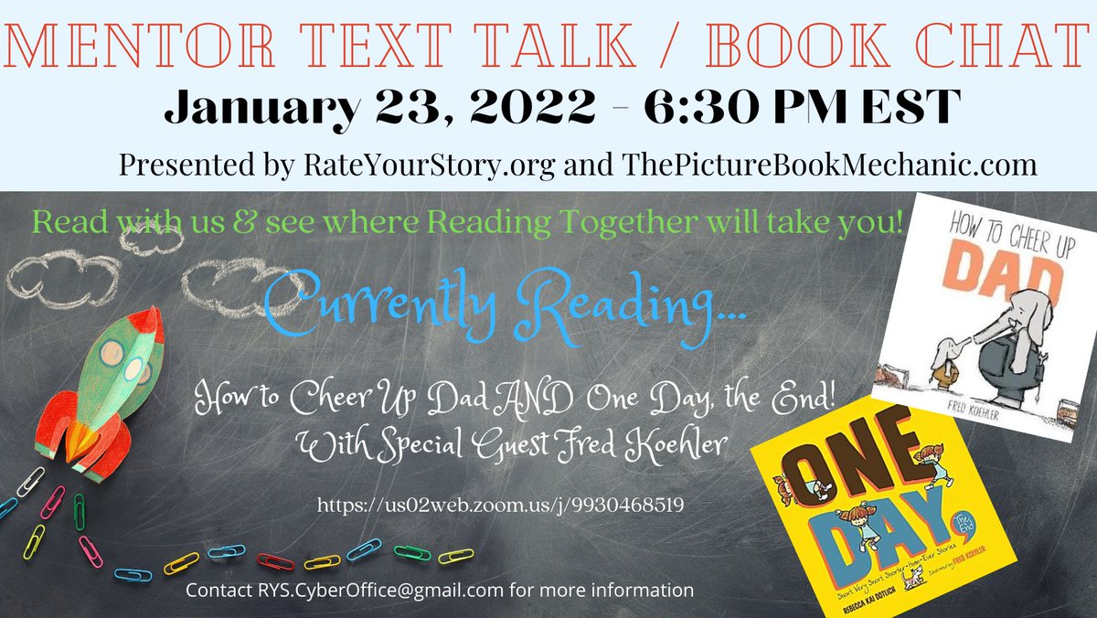 RateYourStory's tweet image. Join US for this fabulous #MentorTextTalk with @readychapter1 CEO / @SCBWI_Florida Illustrator Coordinator / Author Fred Koehler @superfredd FREE to #RateYourStoryMembers and only $5 for Non-Members! #AuthorsHelpingWriters #KidlitCommunity #PictureBooks #AuthorIllustrator