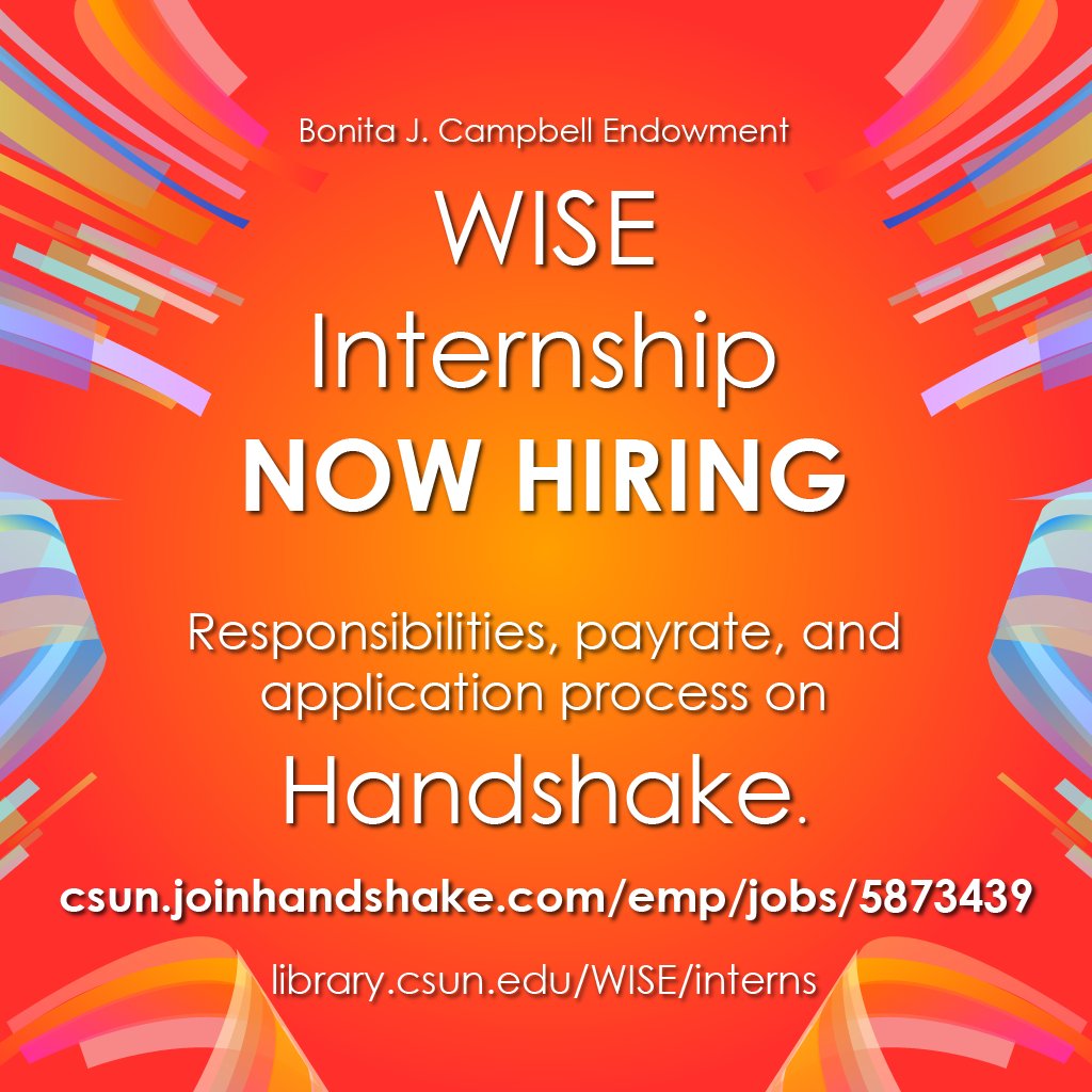 CsunWise's tweet photo. WISE is looking for the next WISE Intern!
If interested, please apply on Handshake.
#csun #csunwise
https://t.co/TbSlg0VbU0 https://t.co/VbSg3UefOo
