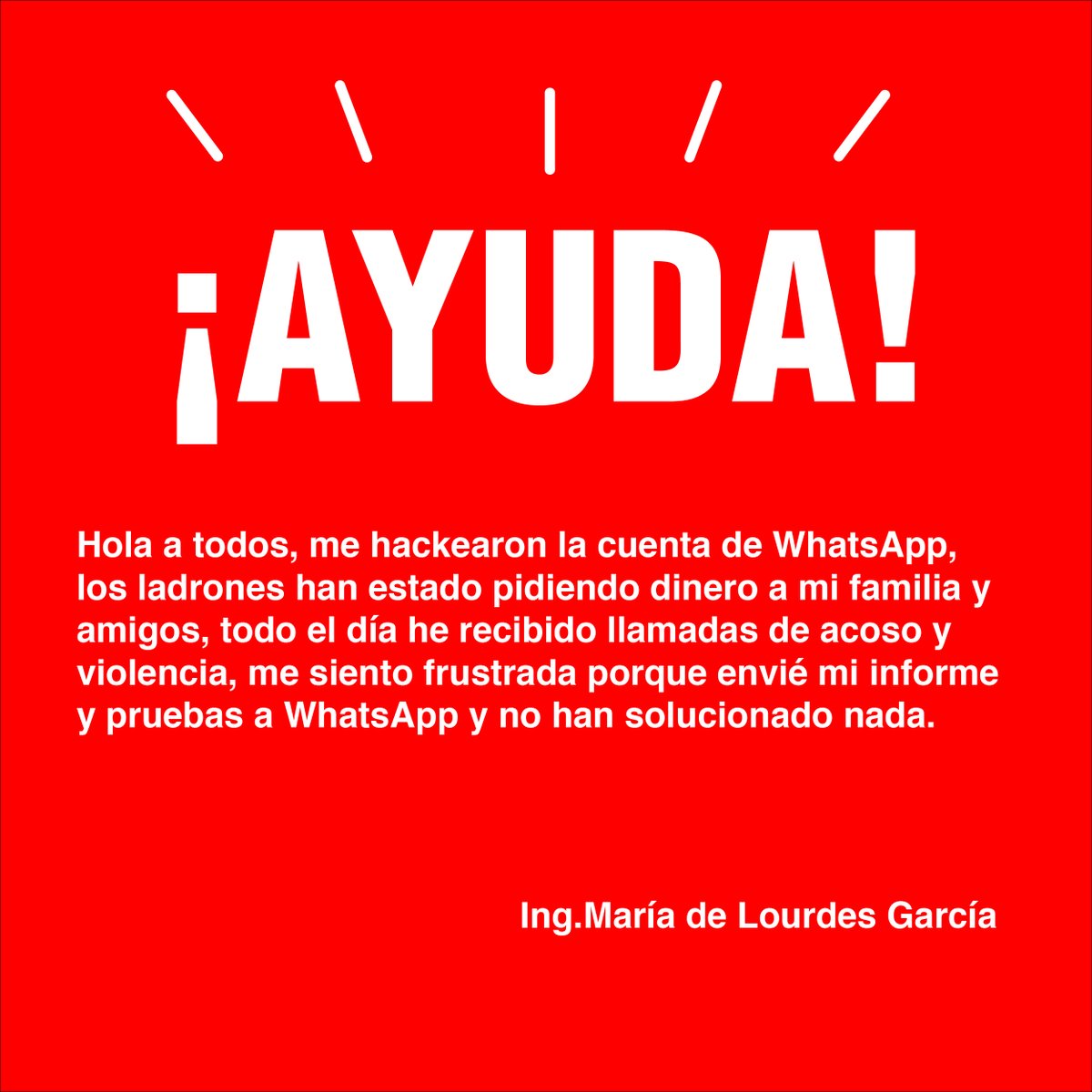 GmLulis's tweet photo. Hola a todos, me hackearon mi cuenta de @WhatsApp, los ladrones han estado pidiendo dinero a mi familia y amigos, todo el día he recibido llamadas de acoso y violencia, me siento frustrada porque envié mi informe y pruebas a @WhatsApp y no han solucionado nada .#ayudame https://t.co/Q7yvyuXtM0