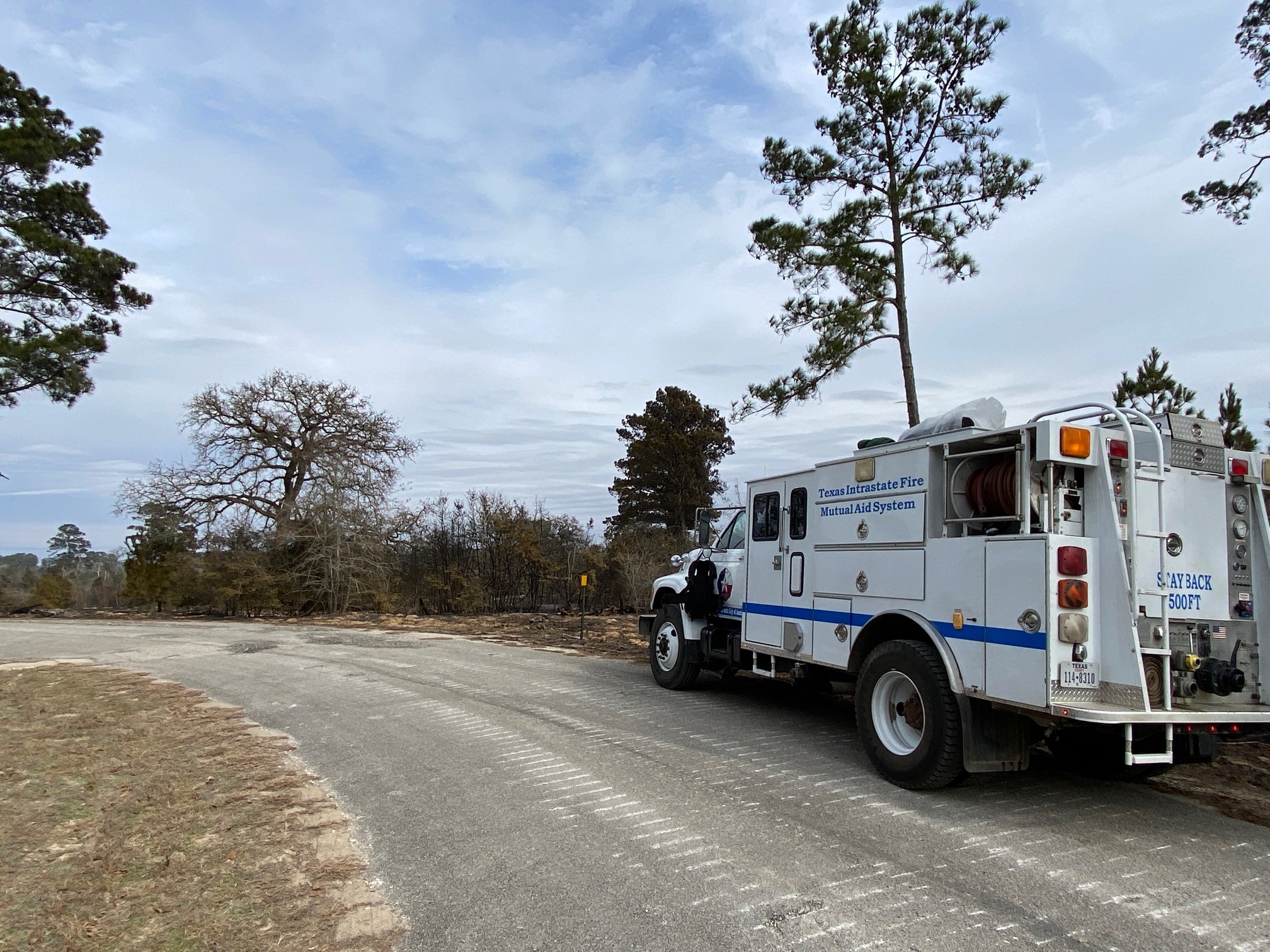 A TIFMAS engine patrols the fire area on January 20, 2022.