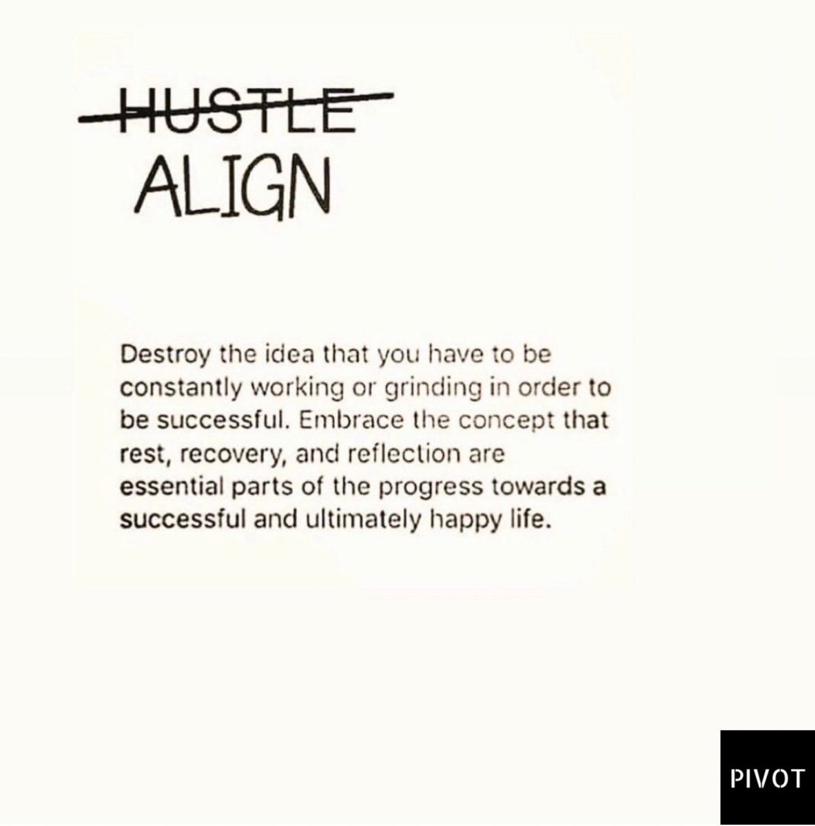 Before you come for us hear us out. We’re not saying not to hustle, we’re saying listen to your mind and body. Take some time to ensure you’re aligned.

Rest, recover, reassess, game plan, execute. Stay ready so you don’t have to get ready.

pivot-watches.com #AdaptToChange
