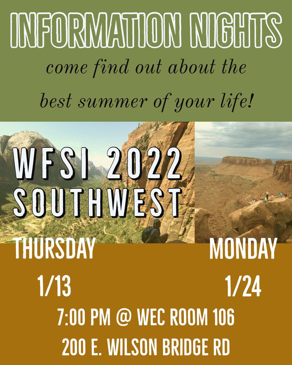 WFSI_1968's tweet photo. Did you miss our first Southwest Summer 2022 info meeting? There’s another this Monday! Students will spend their summer exploring the ecology and geology of the Colorado Plateau, and our final adventure will be four days of whitewater rafting some epic canyons! #itsworthit https://t.co/jwtFnvDtE8