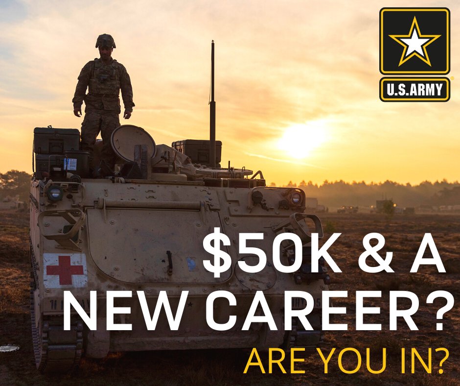 We have a new #bonus for those who are qualified! You not only get the 50k bonus but also experiences that can help you develop a better #future. Speak to one of our recruiters now to see the jobs available to you!!

#goarmy #incentives #newyear #newcareer