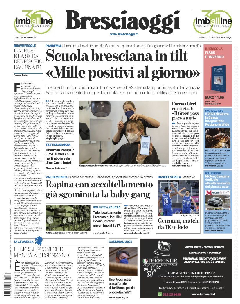 Bresciaoggi_'s tweet photo. Buongiorno a tutti. La politica fa capolino sulla nostra #primapagina del 21/1/22: i movimenti del centrosinistra a #Brescia in vista del voto comunale 2023 e la paralisi generale a Desenzano che invece va alle urne fra pochi mesi. Aggiornamenti su https://t.co/dKD3S2Nx8P https://t.co/llgEYUsuYM