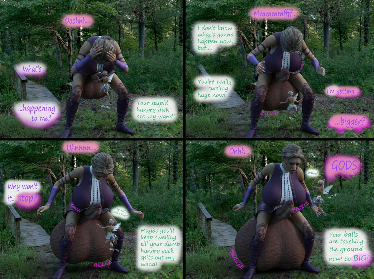 Stedol3's tweet photo. The comic concludes! 
Flora's "lost" wand continues to spurn on Alex's growing problem!
Alex comes to a surging conclusion, and Flora reunites with her lost wand!
And a bonus!
#Futanari

Forest of Changes (Pages 9-10 + Bonus) https://t.co/R7ghm1fC8N