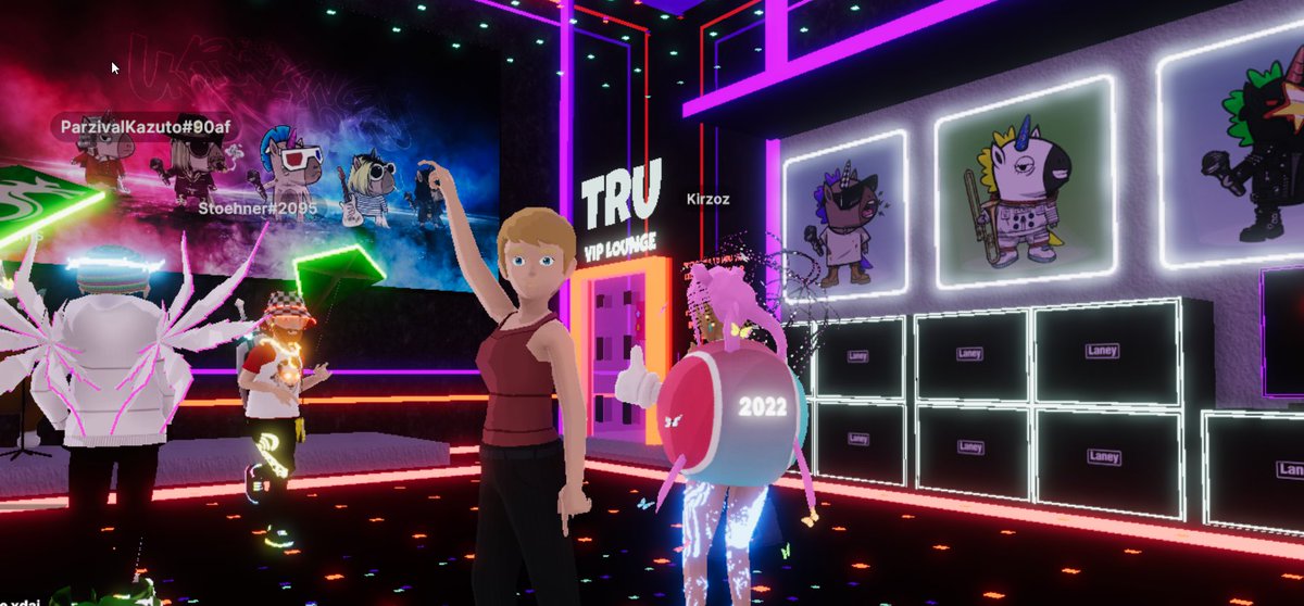Rocking in the <a href="/Uniquehorns_nft/">TRUs - The Rocking Uniquehorns NFT</a> TRU band room in <a href="/decentraland/">Decentraland</a>! #RockWithTRUs #MusicNFT