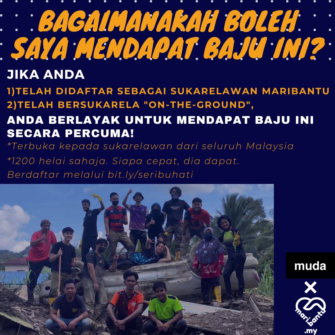 partimuda's tweet photo. Panggilan kepada sukarelawan maribantu yang berdaftar.

Dapatkan baju Projek #SeribuHati anda. Klik pada 'link': https://t.co/M3Sb7v13HG untuk dapatkan baju edisi terhad ini. 

Maklumat lanjut dalam poster-poster di bawah. https://t.co/q852b6EGX4