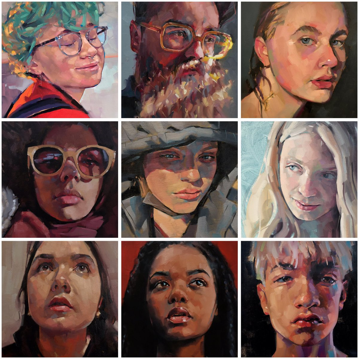 I’m currently about to start work on #41 of my #100heads painting challenge. Here are the first #36 all in one place!
#portraits #portraitpainting #portraitartist #oilpainting