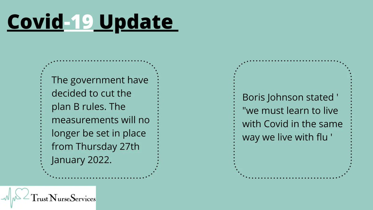 TrustNurseServ's tweet photo. Are you up to date with the latest covid-19 rules? 
- Plan 4 scrapped 
- Learn to live with covid

#covid19 #omicron #planb #borisjohnson #nurse #nursetwitter https://t.co/aD2I8y98Ux