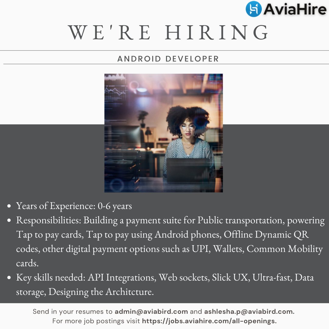 avia_bird's tweet photo. We are #hiring! Check the below poster to see which job we are hiring for.
If you like working in a high-output environment and gaining ownership of what you do, then this job is for you!
Apply here: https://t.co/OVZXl017yX
@ashishait 
#job #jobalerts https://t.co/L2YSLcdSmf