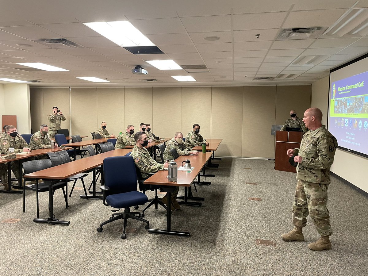 SapperNacho's tweet photo. Great to be with @USACAPL SGM Nellessen and the MWJRC (MP) BN leadership discussing #ProjectAthena and #LeaderDev Making sure we have a handoff between the Operational and Institutional force thru the #IDP @15th_RCSM @USArmyMCCoE @steviehelton72 @griffin6and7 https://t.co/3j06zcqYGE