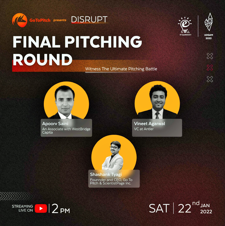 GoToPitch's tweet photo. Proud for GoToPitch!
GoToPitch’s Founder &amp; CEO Mr. Shashank Tyagi will the part of the great Judging Panel for DISRUPT 2022 along with other eminent VCs from India.
Join Live on YouTube on 22nd January at 14:00 IST (17:30 JST)
https://t.co/q4QbgMVmfF
@Tyagi_CEO @AntlerGlobal https://t.co/0vJQ0AtoN5