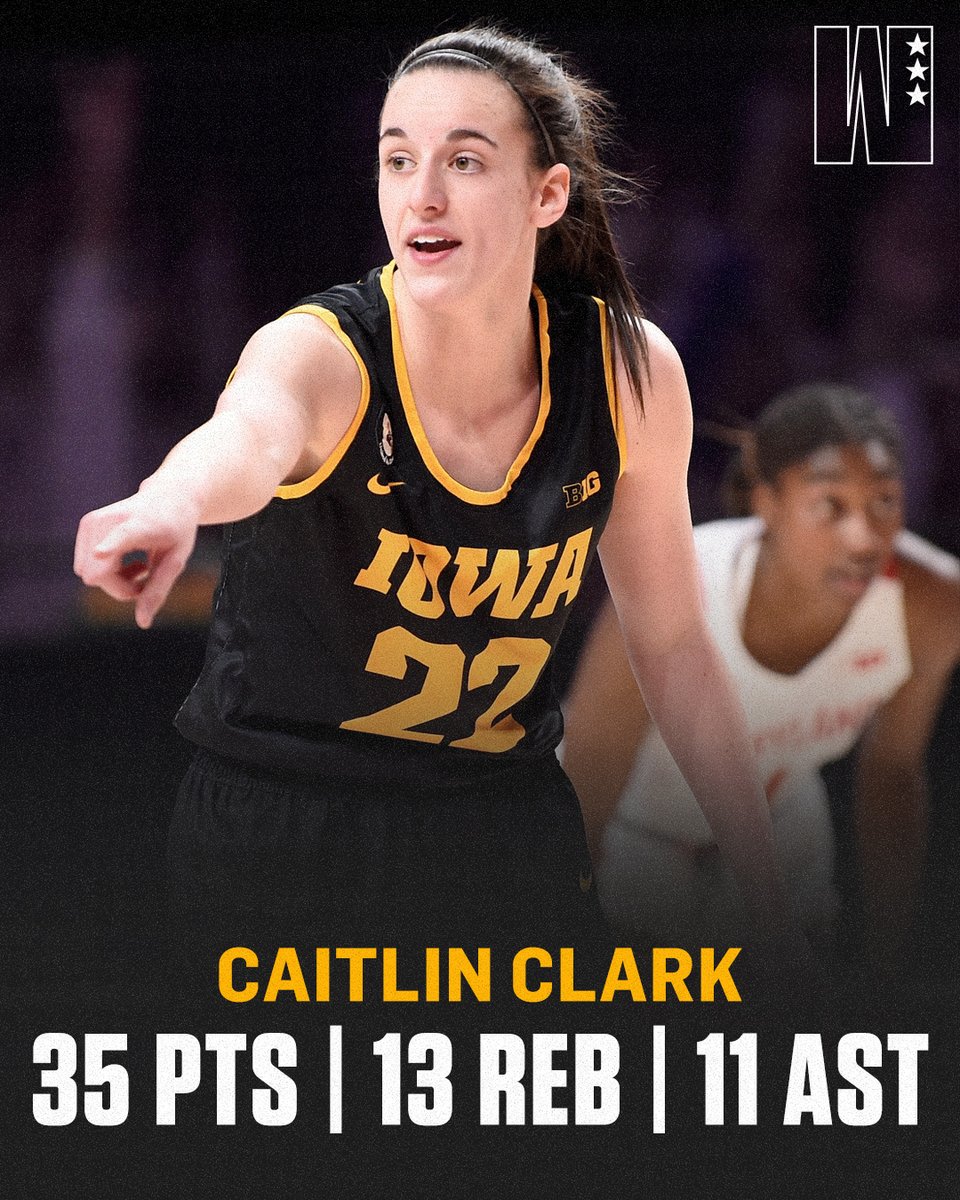 wslam's tweet photo. Caitlin Clark with a light 30-point triple double. @CaitlinClark22 

Go crazy then, sheesh. https://t.co/x7siExe5ih