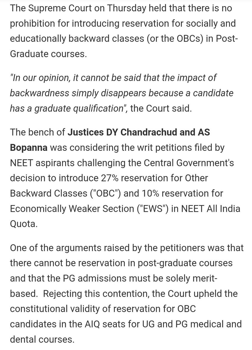 Impact of backwardness doesnt disappear even if a candidate has a graduate qualification. So why does reservation exist in the first place? And when does it finally disappear? After atleast 6-7 generations have enjoyed the fruits of reservation?