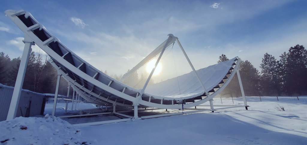 Winter sunshine at the #chimeexperiment outrigger near #Princeton B.C.
.
.
#telescopes #radioastronomy #astrophysics #astronomy #radiotelescope #winter #snow #wintersun