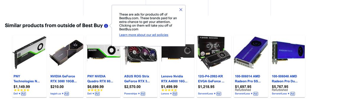 ROLETHnft's tweet photo. @BestBuy You let scammers pay for advertising?? I'm pretty sure a site selling $200 3080's isn't legit. https://t.co/43YJFpmUW1
