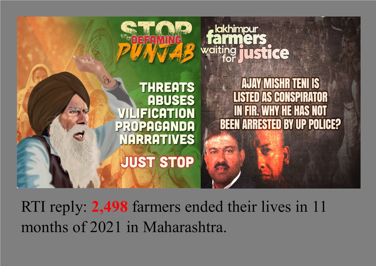 VanitaChopra11's tweet photo. Distress among farmers in the state pushed 2,498 of them to end their lives in the 11-month period from January to November 2021. In 2020, 2,547 debt-ridden farmers had committed suicide.
#बीजेपी_भगाओ_लोकतंत्र_बचाओ https://t.co/gkcYNjFdC8