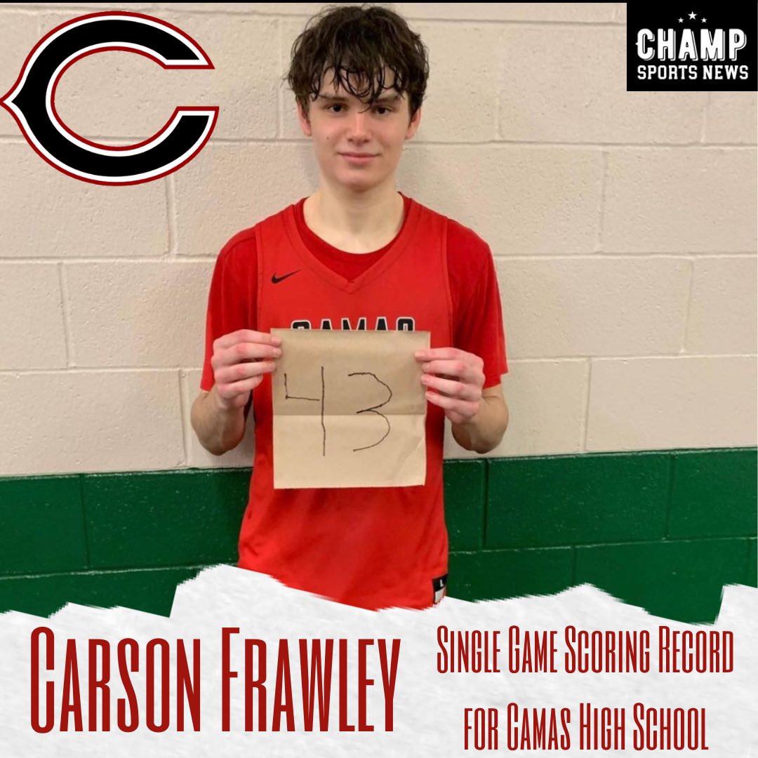 ChampSportsNews's tweet photo. Carson Frawley of Camas HS Basketball is a certified scorer. He can pull up from distance or drive the lane. 
Defenses have been having to pick their poison all year, and @CarsonFrawley has been making the proper reads to punish them either way. 
He did just that Tuesday Night. https://t.co/dHVyMxA3wr