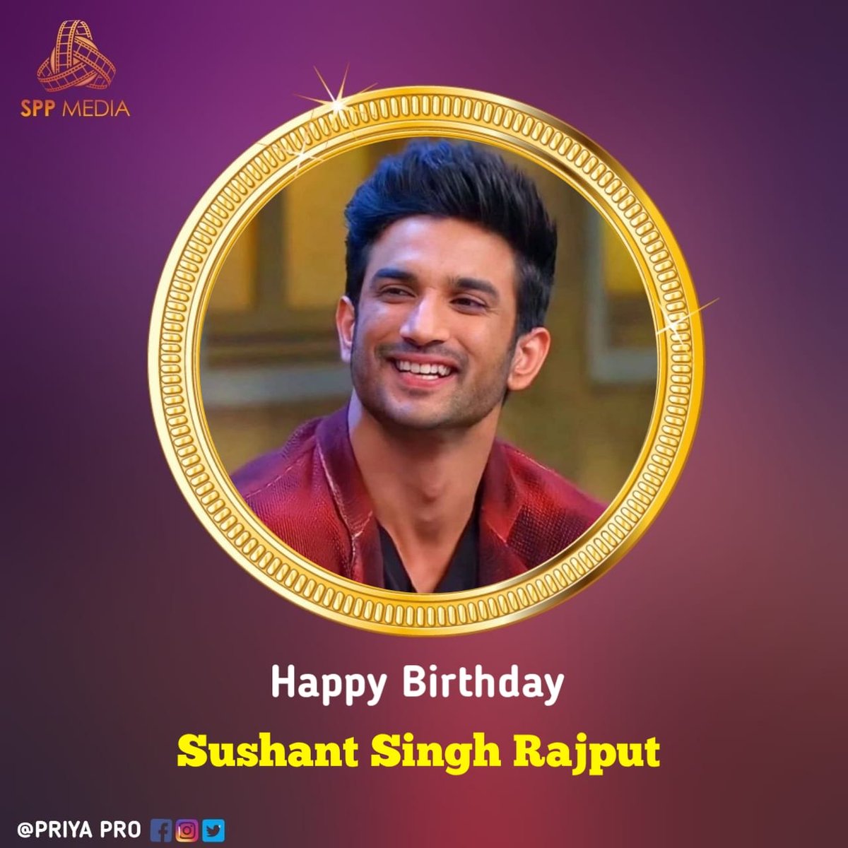 #SPP Media Remembering Wonderful Humanitarian Actor #SushantSinghRajput sir on his birthday today 🙏 #HBDSushantSinghRajput @itsSSR @PRO_Priya @spp_media