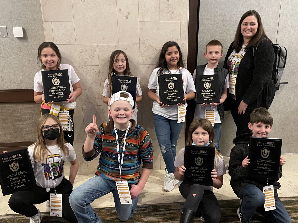 BRBetaClub's tweet photo. More elementary national #BetaCon22 qualifiers! 

One 3rd Place
Three 2nd Place
Four STATE CHAMPIONS

We are SO incredibly proud of all today’s winners!!! We’ll have more winners tomorrow morning. Stay tuned! #BRISDpride https://t.co/lUky4RSyLF