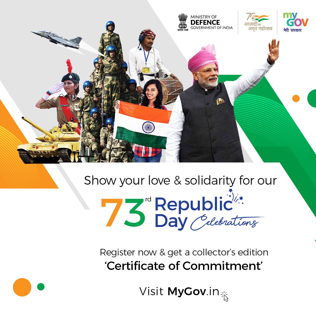 As part of #AmritMahotsav - witness the #RepublicDay parade &amp; #BeatingRetreat ceremony live &amp; participate in various activities from the comfort of your home.  Ministry of Defence has developed a website indianrdc.mod.gov.in &amp; YouTube ch, “Indian RDC” to host events virtually.