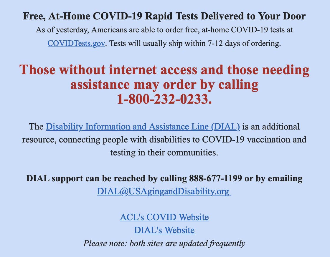 DemsAbroadGDC's tweet image. #DisabledSupport 🆒

➡️ #DIAL for #covidtests &amp;amp; #vaccinations 1-800-232-0233, dial@usaginganddisability.org

➡️ #LIHEAP provides utility bill funds energyassistance@ncat.org

Feb’s #Disabled Stakeholder Call is 2/17 at 2pm ET. Share! #ASL &amp;amp; #CART provided.
#TheFutureIsAccessible