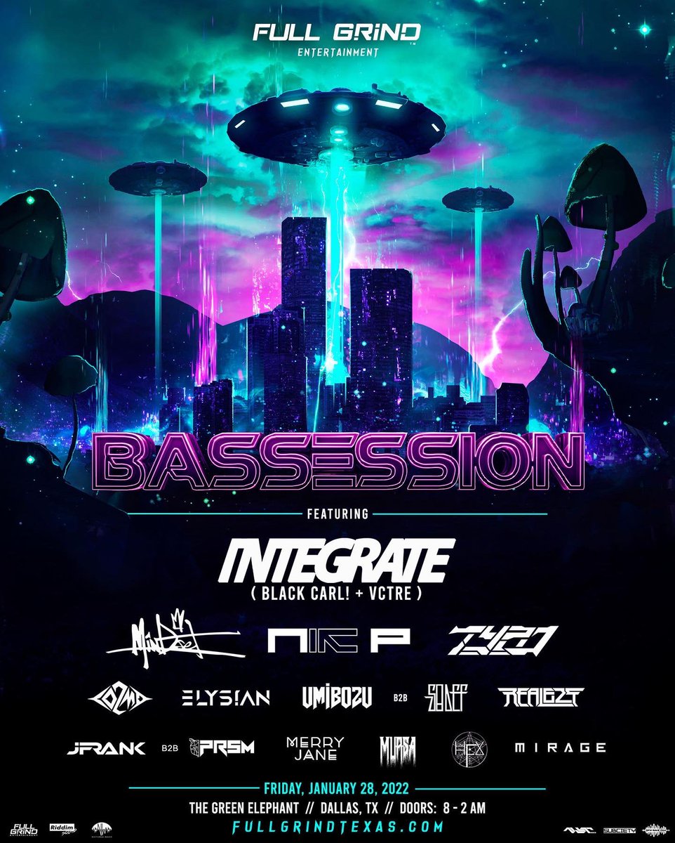 BASSESSION's tweet photo. UP NEXT! β INTEGRATE β’ DALLAS, TX
π π ( Black Carl! X VCTRE ) π π
π The Green Elephant β’ 18+ Welcome
π 1 / 28 / 2022 β’ HOURS: 8 PM - 2 AM
For Tickets & Info Visit: https://t.co/SYp0iFRu0k
#DrumNBass #DNB #BassMusic #Experimental #Bassession #Dallas https://t.co/1siT6qcOu6