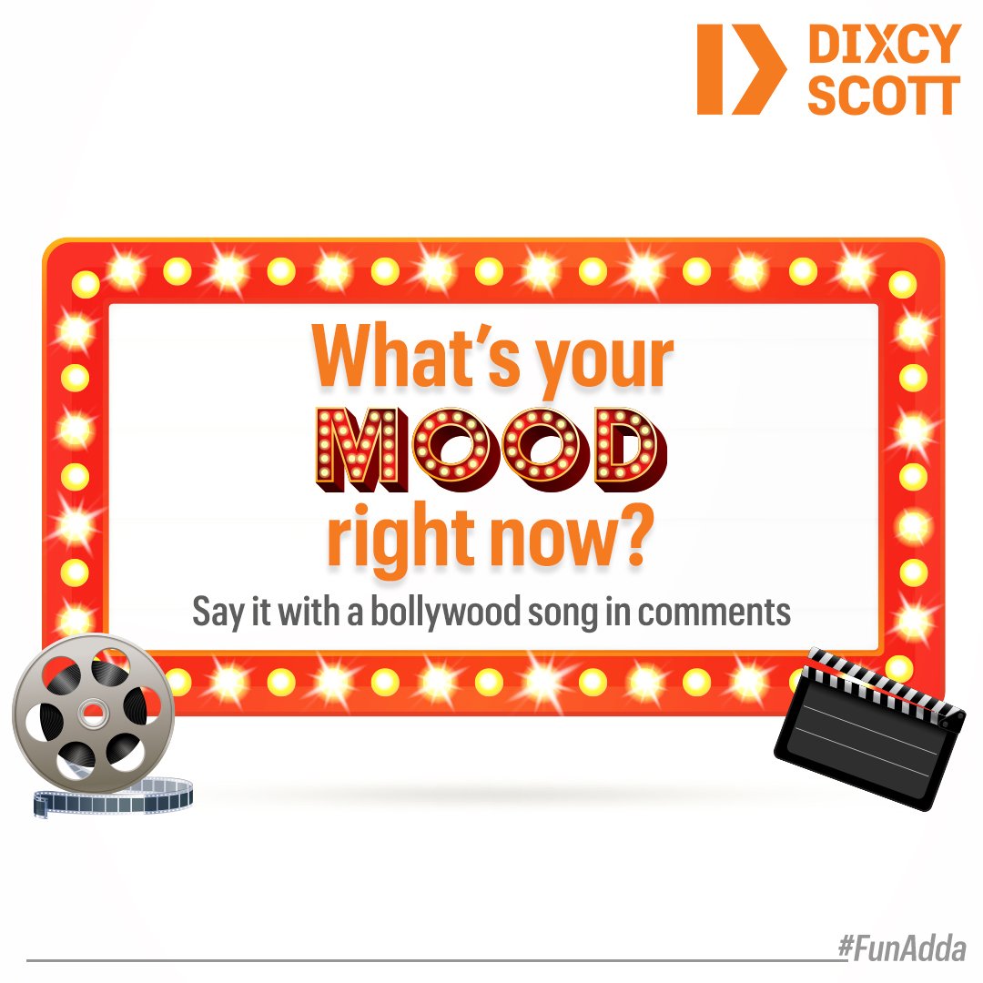 DixcyScott's tweet photo. Howdy! #whatsyourmood today?
Tell us in the comments, what's that #bollywood tune that syncs to your #mood we’re super excited to know!
#DixcyScott #FunAdda #FunTime #music #mood #tellus #musiconmind #tunes https://t.co/VsXKh3HcmY