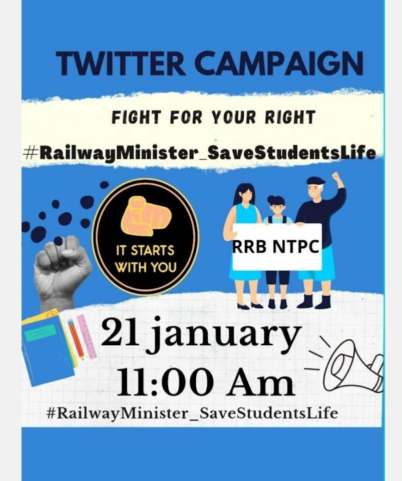 #RailwayMinister_SaveStudentsLife 
We want justice for all NTPC candidates.
We don't want 20X roll numbers, revise result with 20X candidates of total vacancy.
Don't fool us rrbs.
<a href="/AshwiniVaishnaw/">Ashwini Vaishnaw</a> 
#RailwayMinister_SaveStudentsLife
