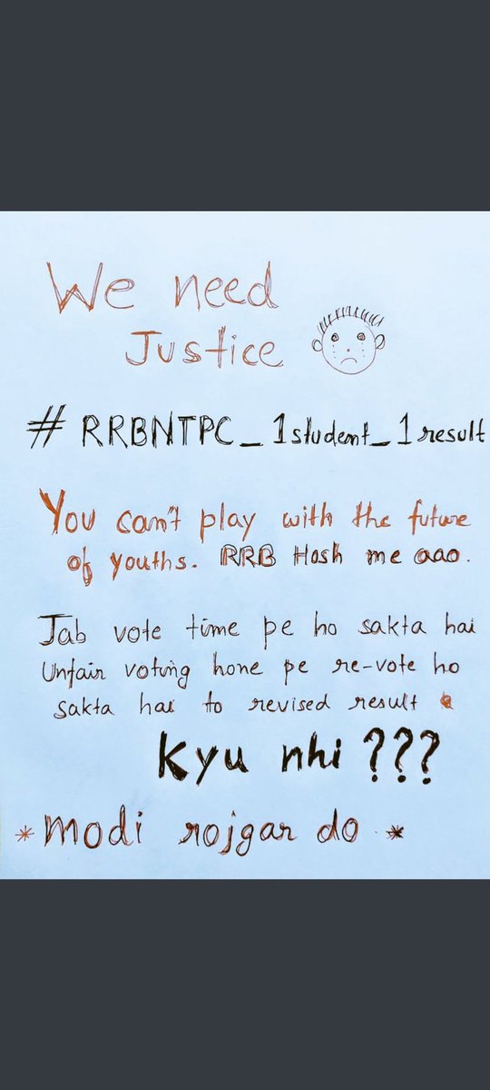 Amit111995's tweet photo. #RailwayMinister_SaveStudentsLife
Revise the result 
Give us just a chance 
@AshwiniVaishnaw 
@RailMinIndia 
@PMOIndia https://t.co/OnkhJISL5z