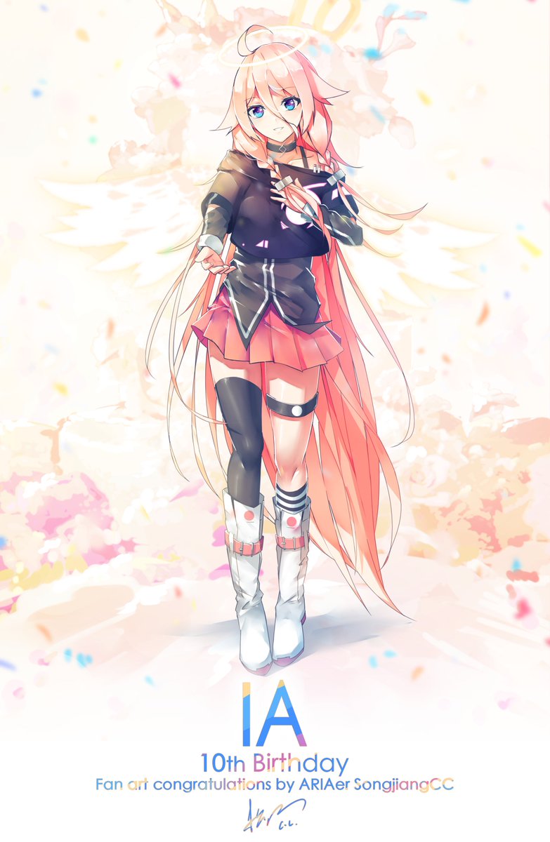 ia (vocaloid) 1girl skirt long hair pink skirt very long hair blue eyes solo  illustration images