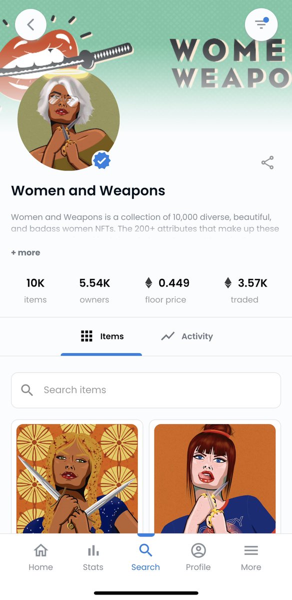 I’m still holding a bag of these. 
Very Bullish Mid-Long term HODL.

<a href="/WomenandWeapons/">WAW</a> #Bullish #NFT