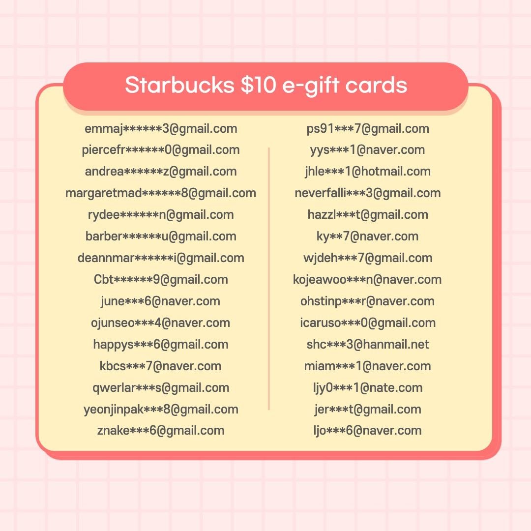 Congratulations to #Minkolabs survey interview event winners!🎉🎉

Winners, please check your email to get your prize! It could be in spam so don't forget to check there as well.😉

Please stay tuned for more upcoming!👍

#Autobahn #Minkolabs #Cloudgaming #Starbucks #giftcard