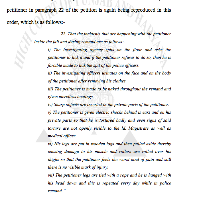 TW- Description of Torture 
Torture is very much a part of the 'culture' in our prisons &amp; police lock ups. 
It continues unabated because police get away with such inhuman, illegal actions.
The role of doctors, lawyers &amp; courts critical to bring accountability &amp; prevent this.