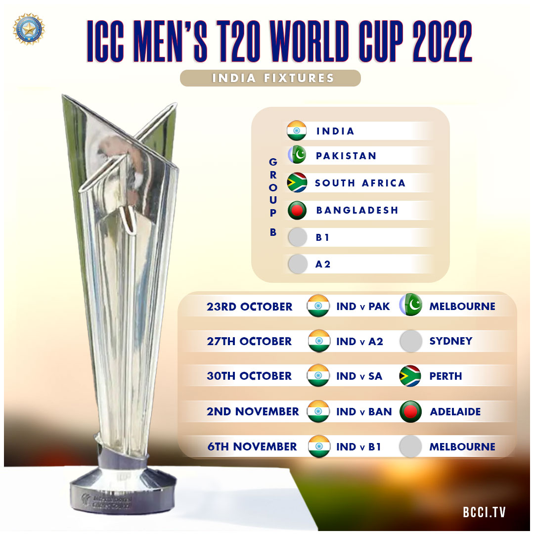 Icc 2022 Schedule Bcci On Twitter: "🗓️ Mark The Dates Here's #Teamindia's Schedule For The  #T20Worldcup ⬇️ Https://T.co/Dlklim4Tg7" / Twitter