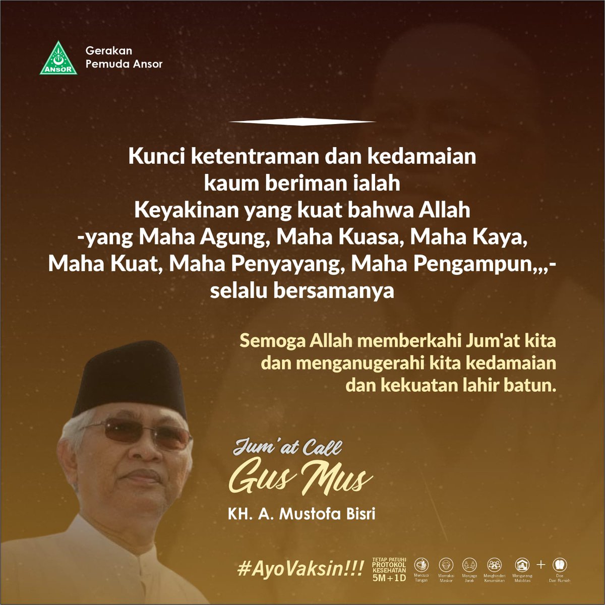 ansorkotasantri's tweet photo. JUM'AT CALL: Kunci ketentraman dan kedamaian kaum beriman ialah Keyakinan yang kuat bahwa Allah --yang Maha Agung, Maha Kuasa, Maha Kaya, Maha Kuat, Maha Penyayang, Maha Pengampun...-- selalu bersamanya. https://t.co/ItaTNYFqL7