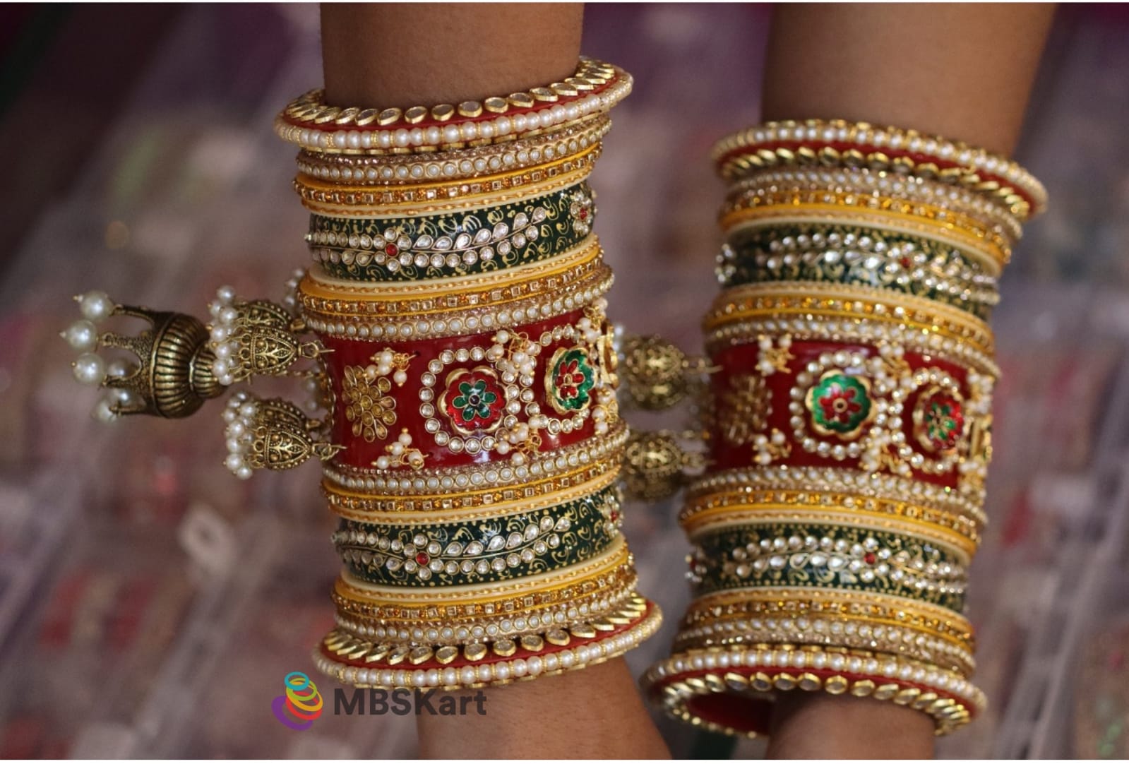 Bridal bangles with hangings sale